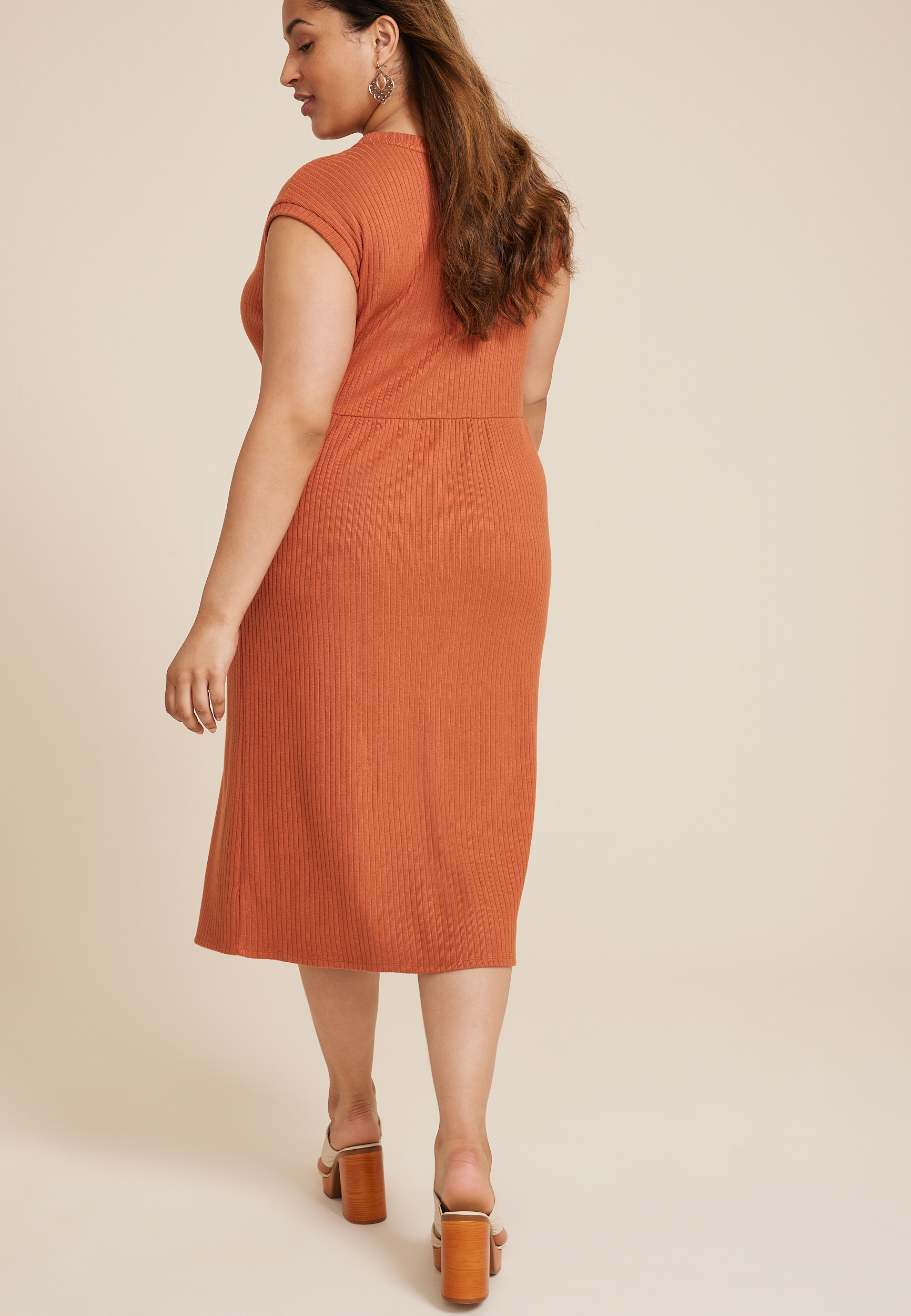 Plus 24/7 Knot Front Midi Dress