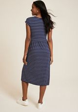 24/7 Striped Knot Front Midi Dress, C1769, small