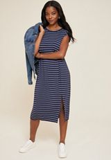 24/7 Striped Knot Front Midi Dress, C1769, small