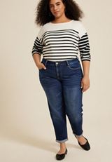 Plus Size KanCan&trade; Dark High Rise Boyfriend Jean, , small