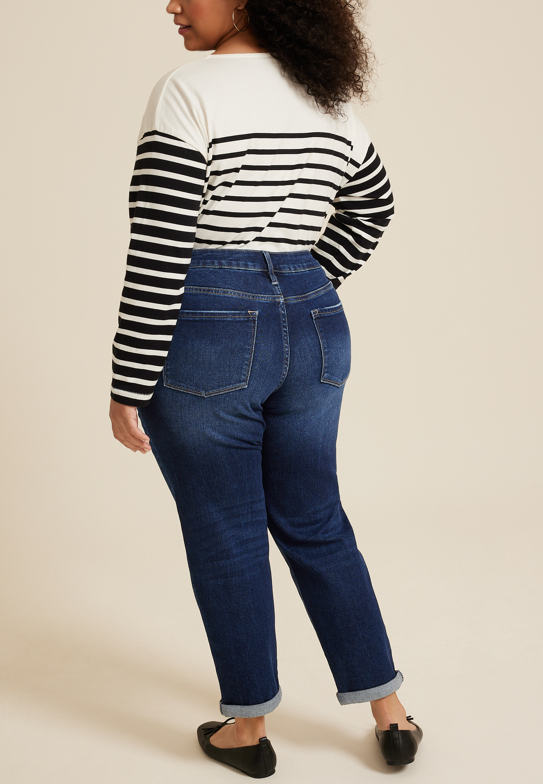 Plus Size KanCan&trade; Dark High Rise Boyfriend Jean, , large