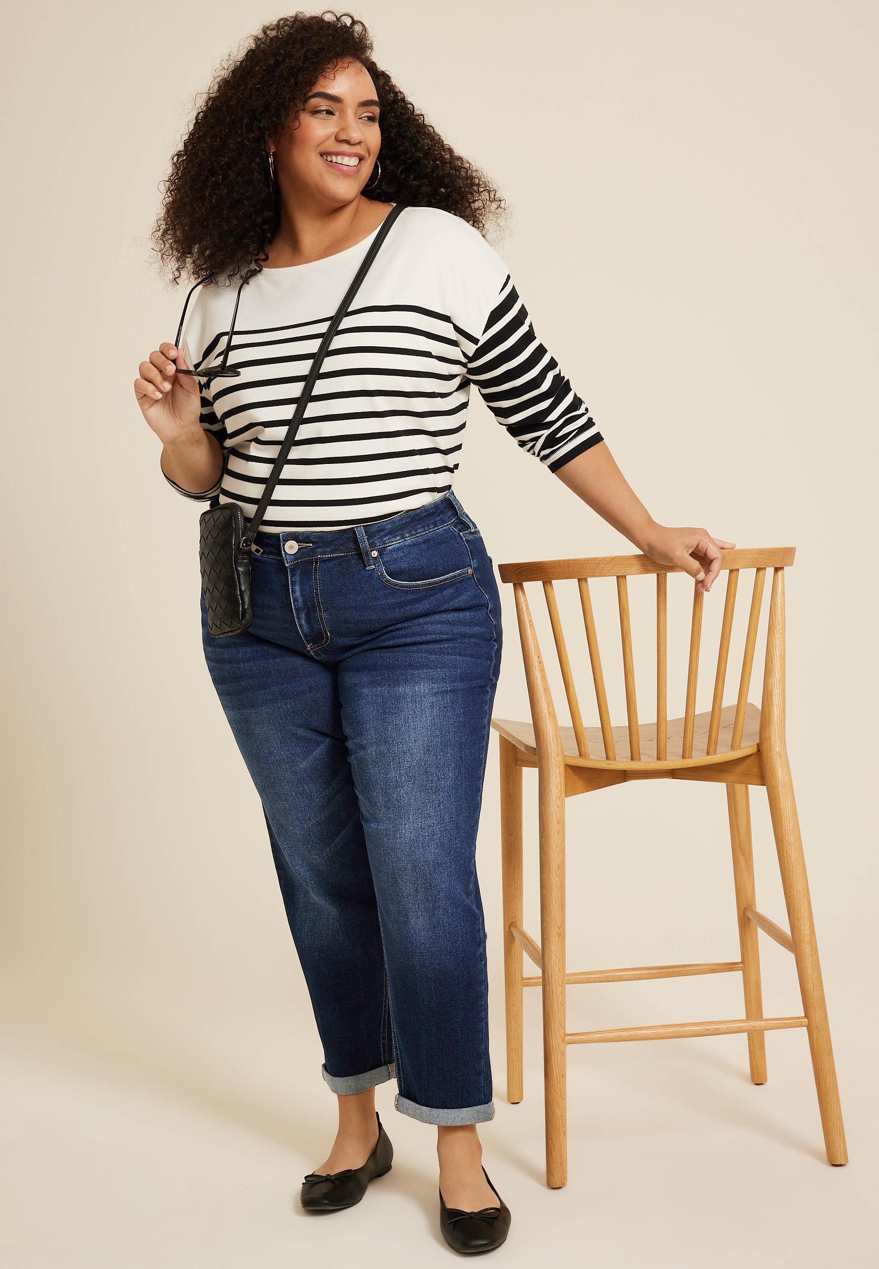 Plus Size KanCan&trade; Dark High Rise Boyfriend Jean, , large