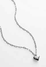 Silver Puffy Heart Pendant Necklace, C431, small