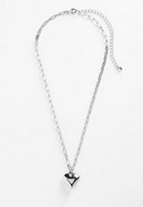 Silver Puffy Heart Pendant Necklace, C431, small