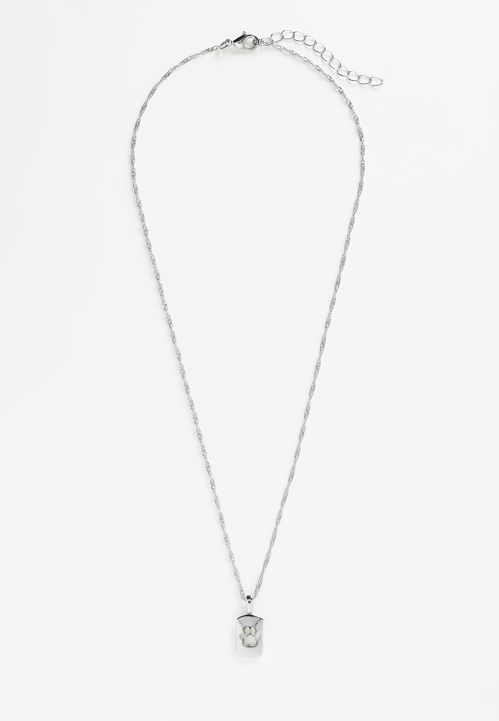 Silver Paw Pendant Necklace, C431, large