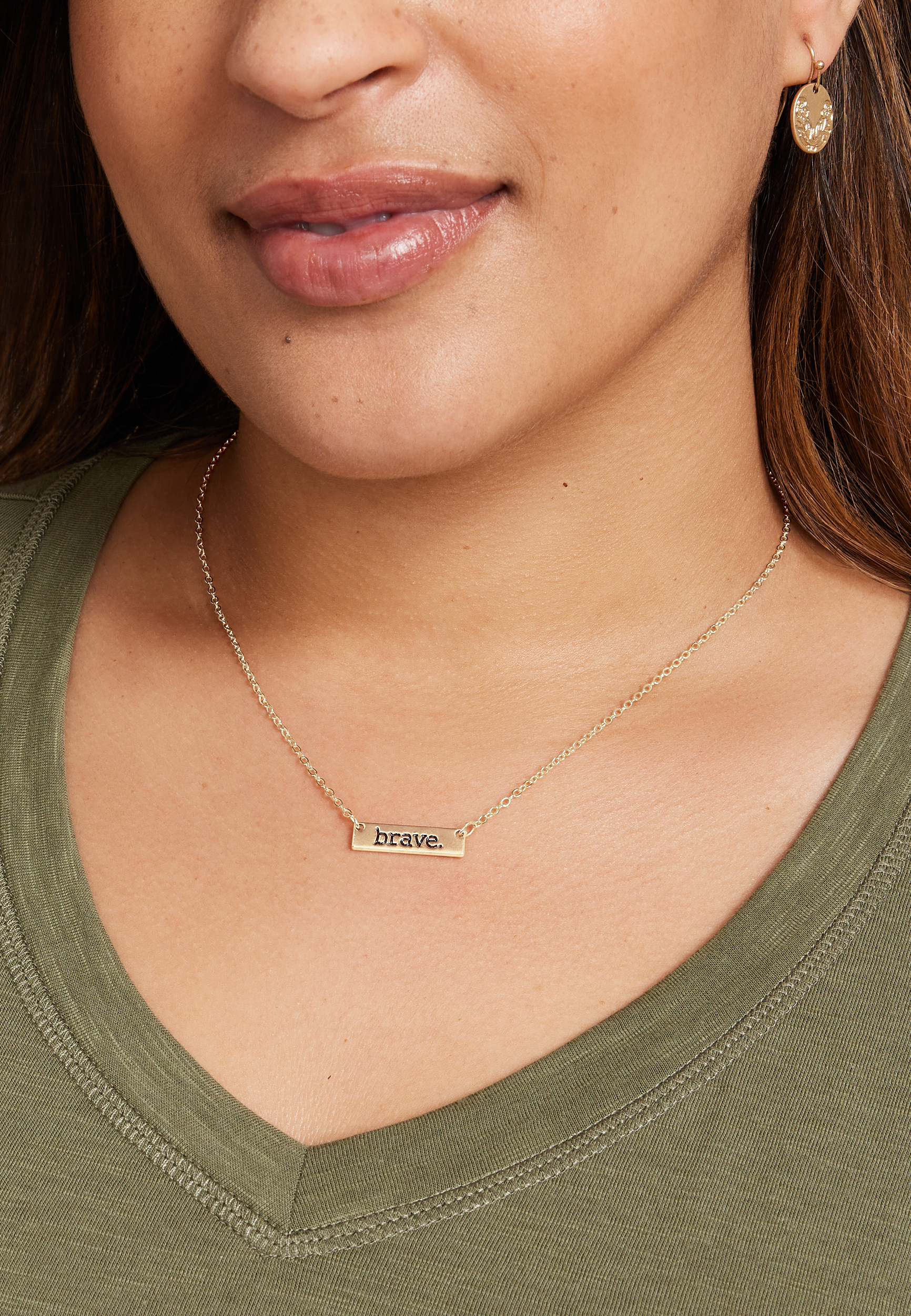 Gold Brave Bar Necklace, C605, large