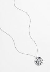 Silver Hammered Pendant Necklace, C431, small