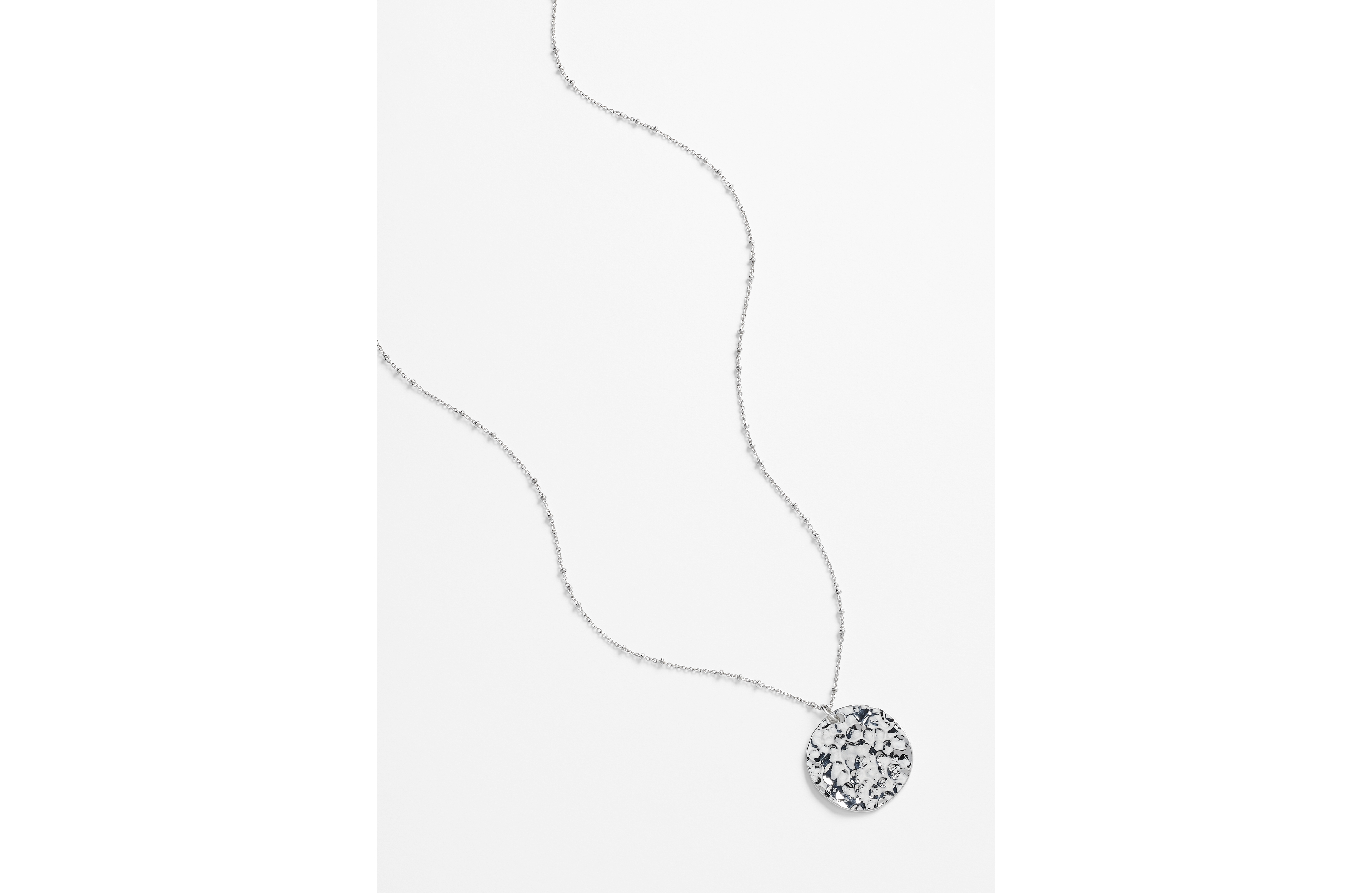 Silver Hammered Pendant Necklace