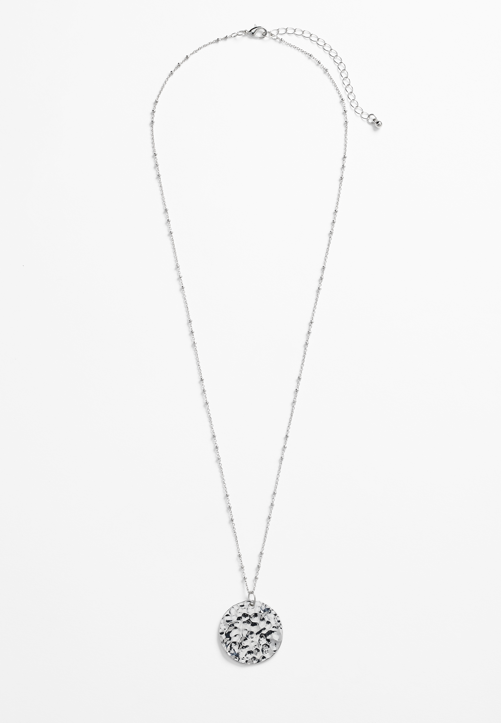 Silver Hammered Pendant Necklace, C431, large
