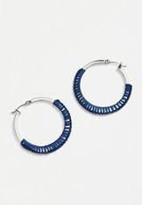 Navy Thread Wrapped Hoop Earrings, C180, small