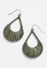 Olive Raffia Teardrop Earrings, OLIVE, small
