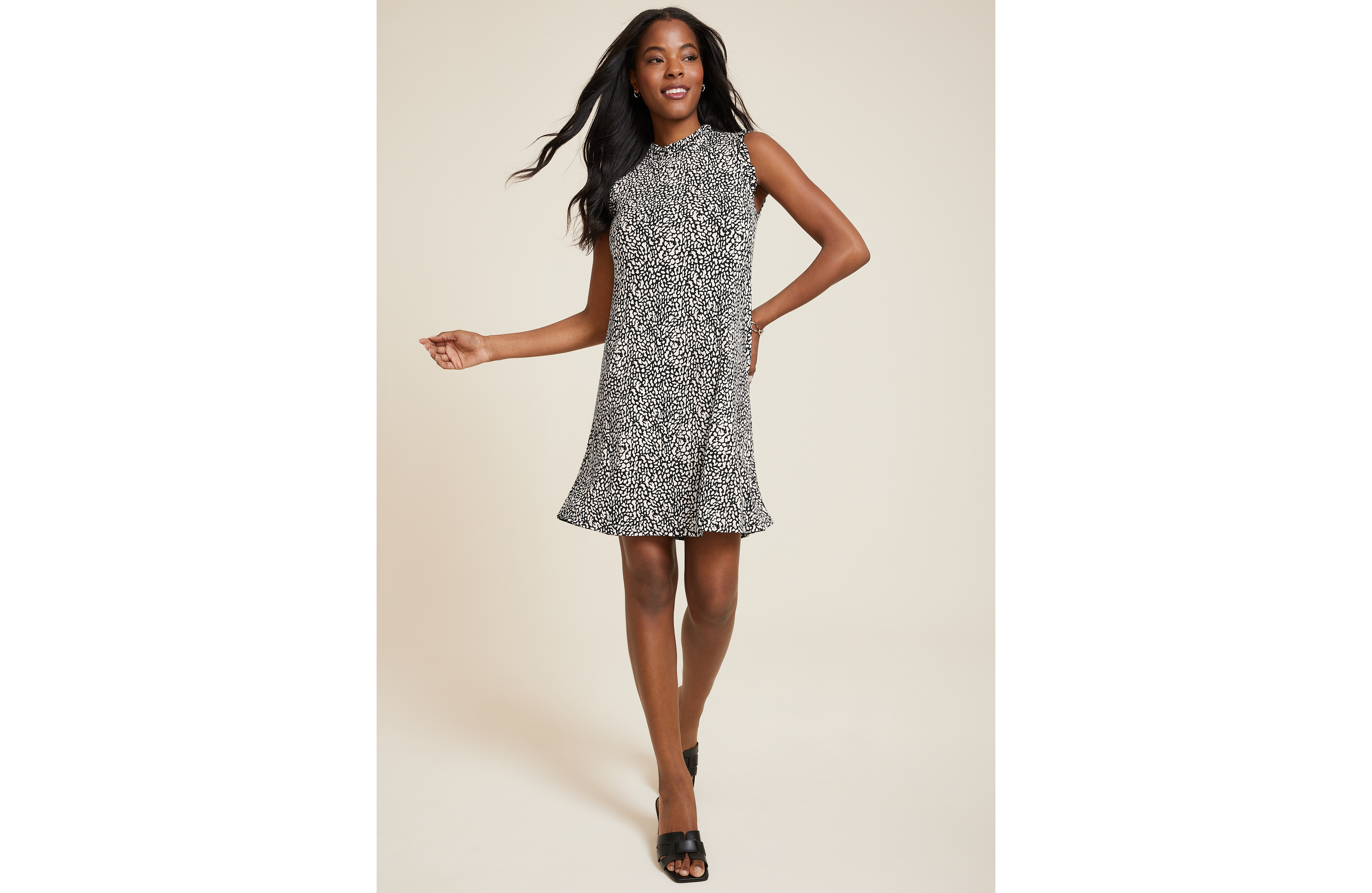 Bare Floral Mock Neck Mini Dress
