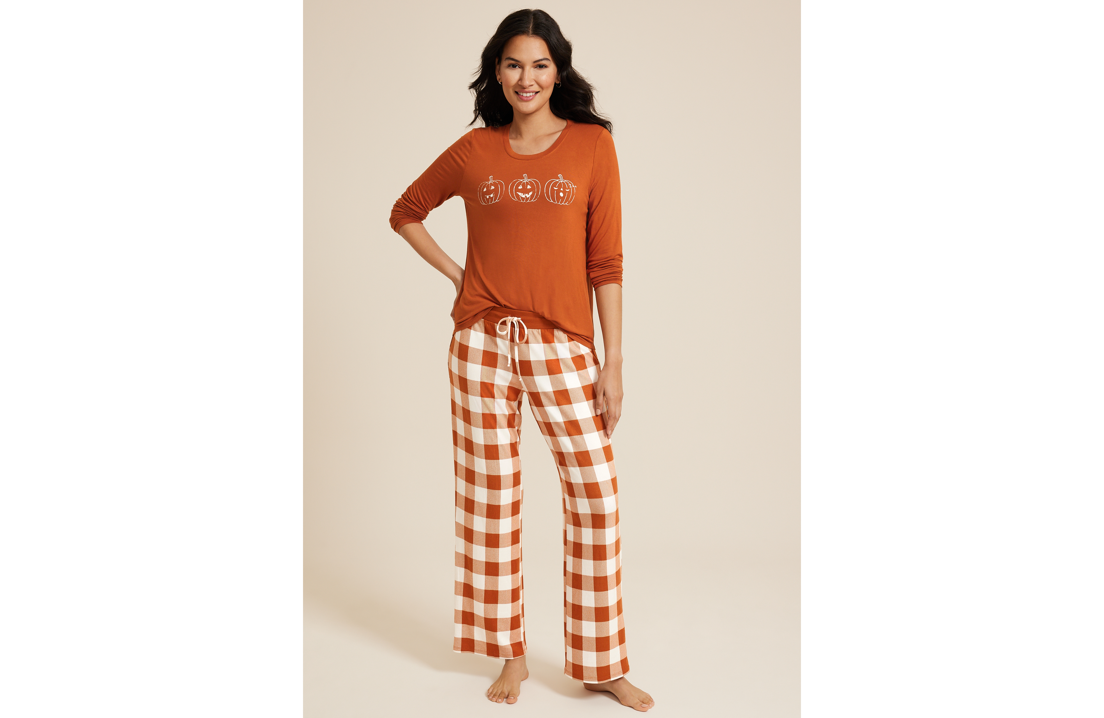 Hello Fall Cozy Graphic Tee And Wide Leg Pajama Set