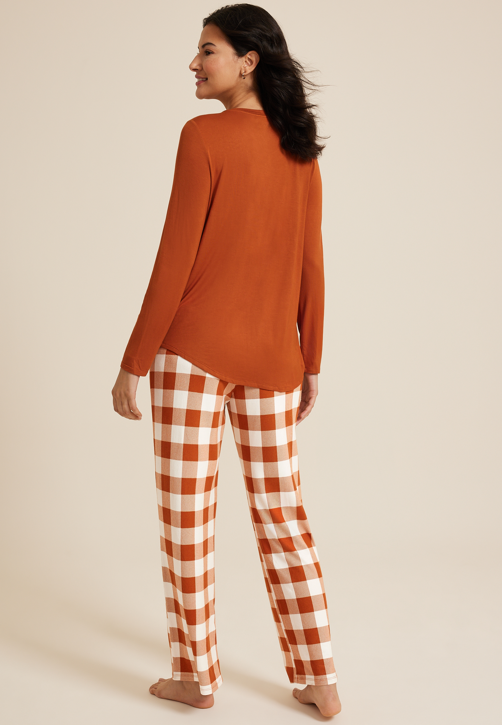 Hello Fall Cozy Graphic Tee And Wide Leg Pajama Set, C4748, large