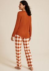 Hello Fall Cozy Graphic Tee And Wide Leg Pajama Set, C4748, small