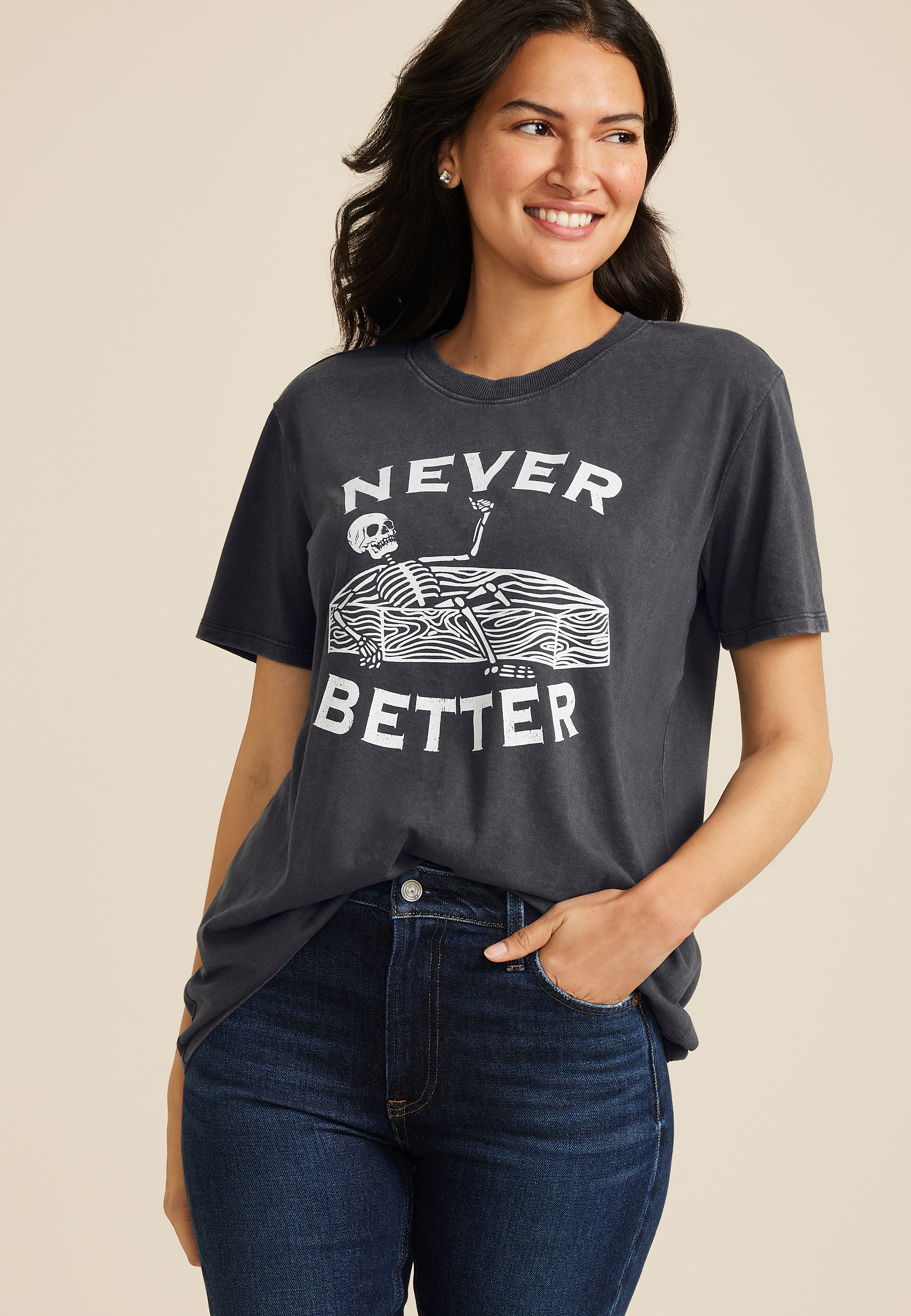 Never Better Oversized Fit Graphic Tee