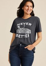 Never Better Oversized Fit Graphic Tee, BLACK, small