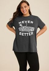 Plus Size Never Better Oversized Fit Graphic Tee, BLACK, small