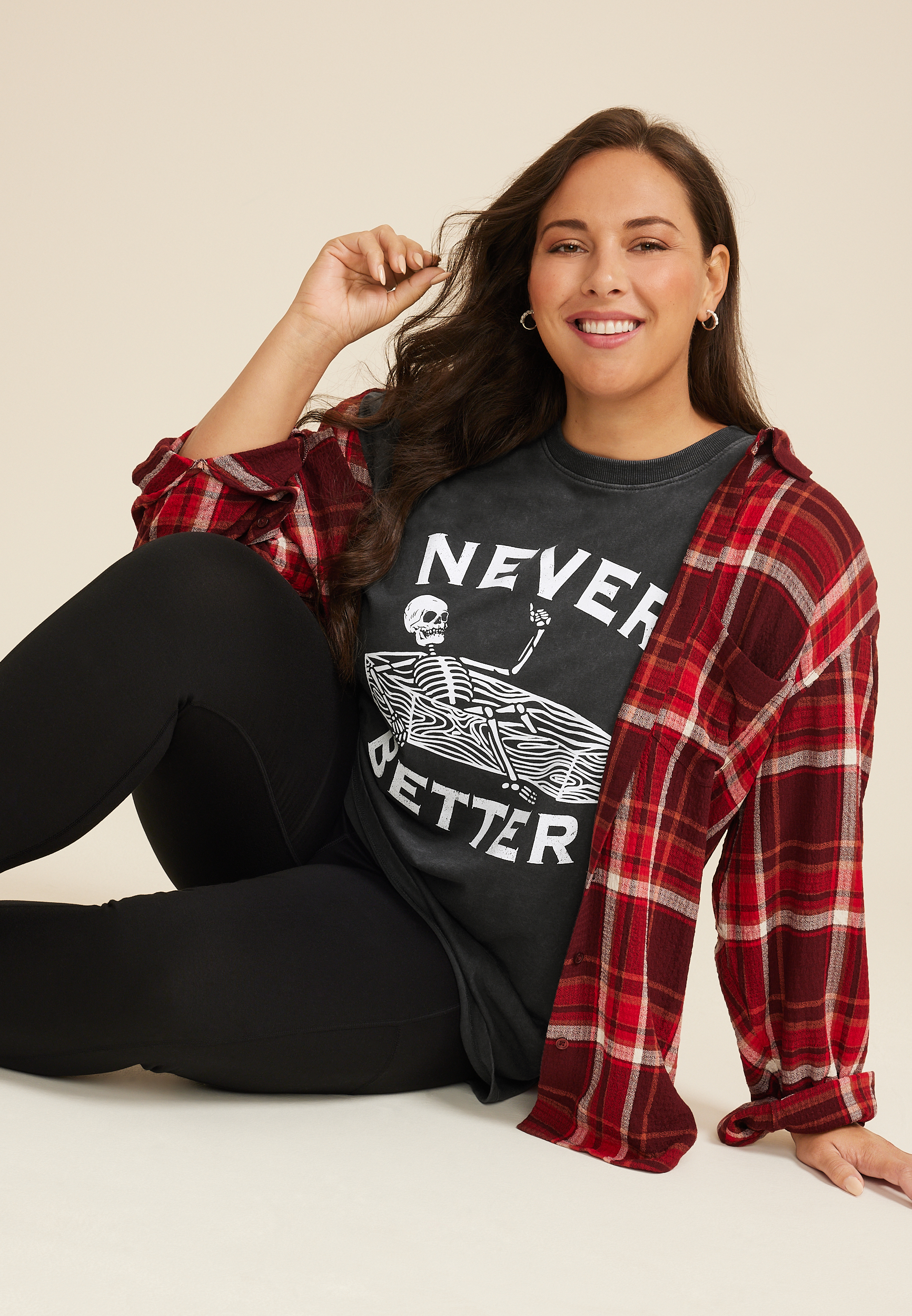 Plus Size Never Better Oversized Fit Graphic Tee, BLACK, large