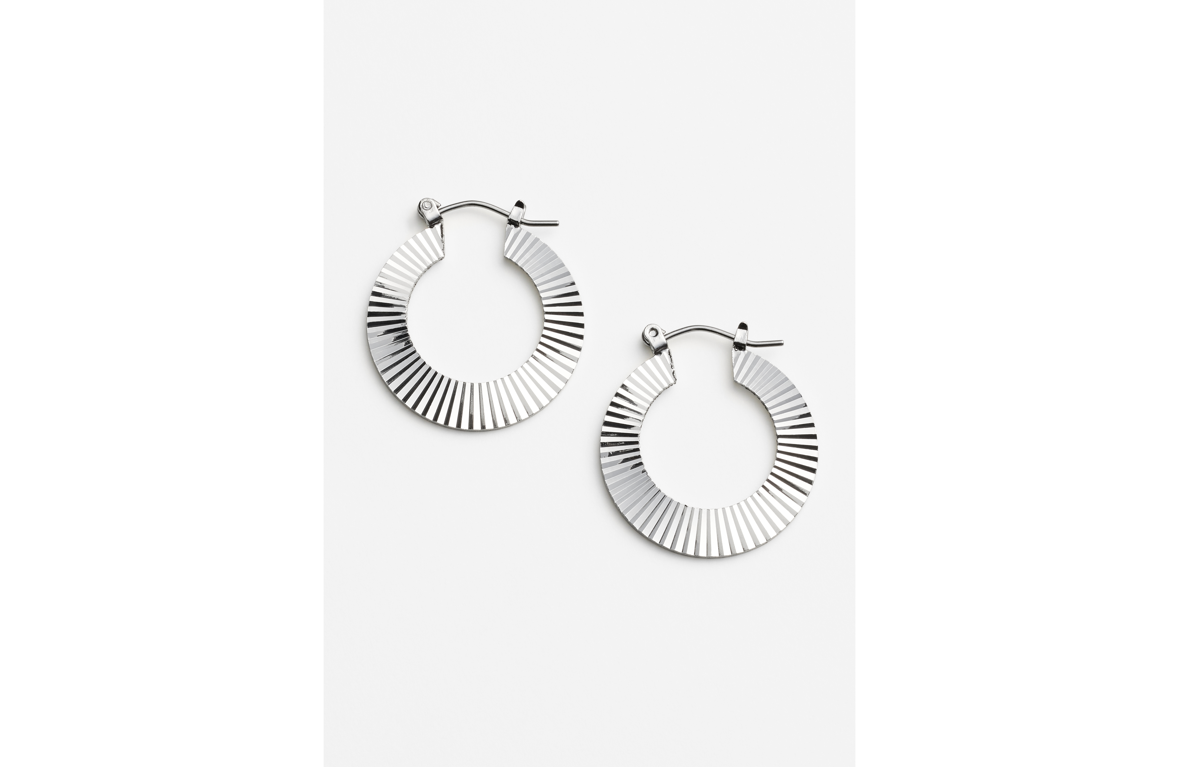 Silver Textured Hoop Earrings