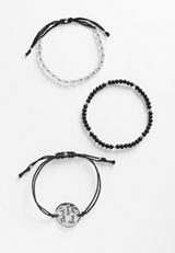 Black Pull Tie Bracelet Set, BLACK, small