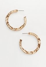 Gold Textured Hoop Earrings, C605, small