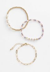 Gold Faith Stretch Bracelet Set, PURPLE, small