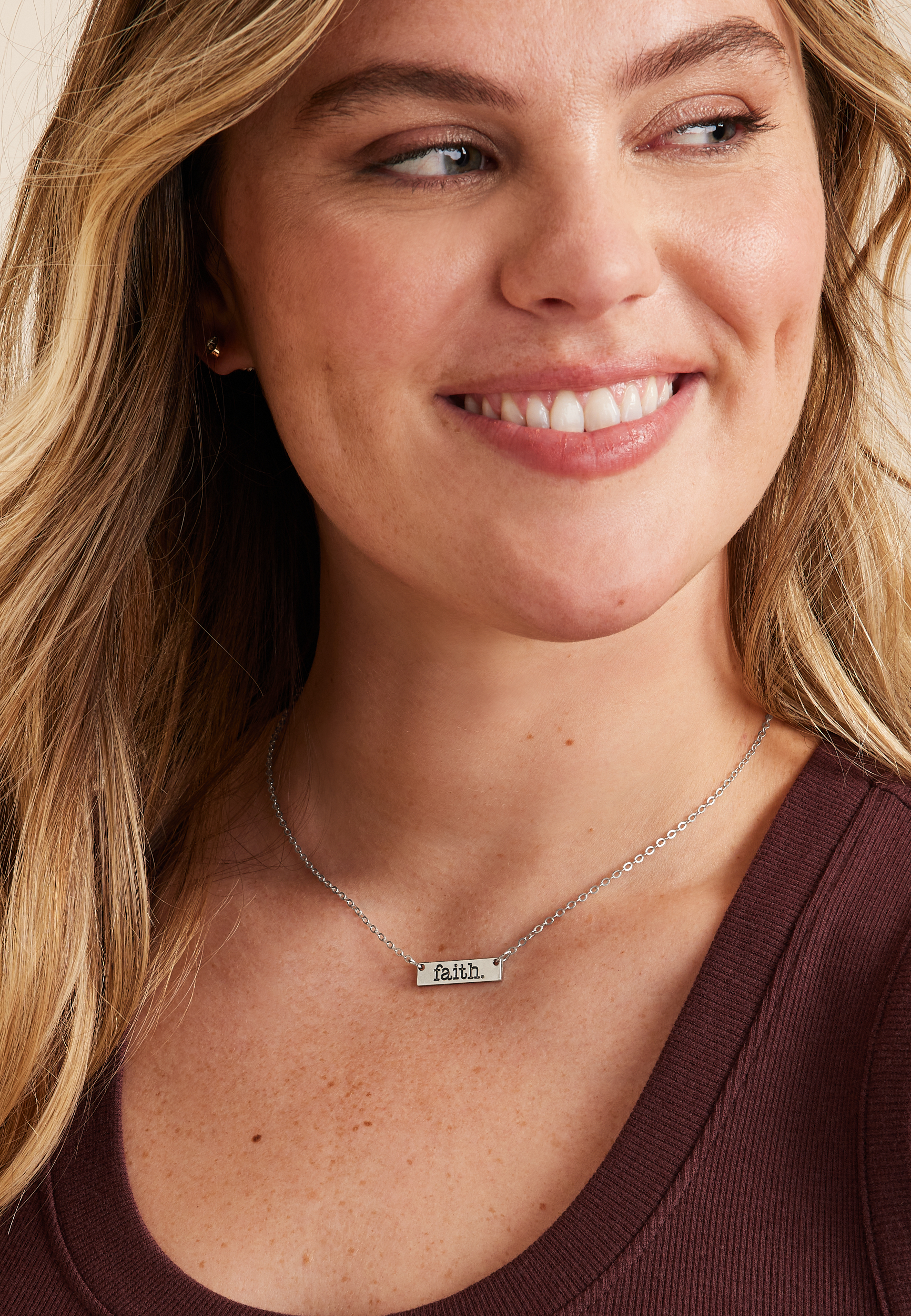 Silver Faith Bar Necklace, C431, large
