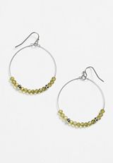 Beaded Hoop Earrings, GREEN, small