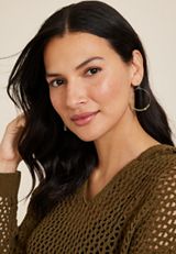 Beaded Hoop Earrings, GREEN, small