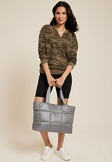 Quilted Tote Bag, Dark Gray, small