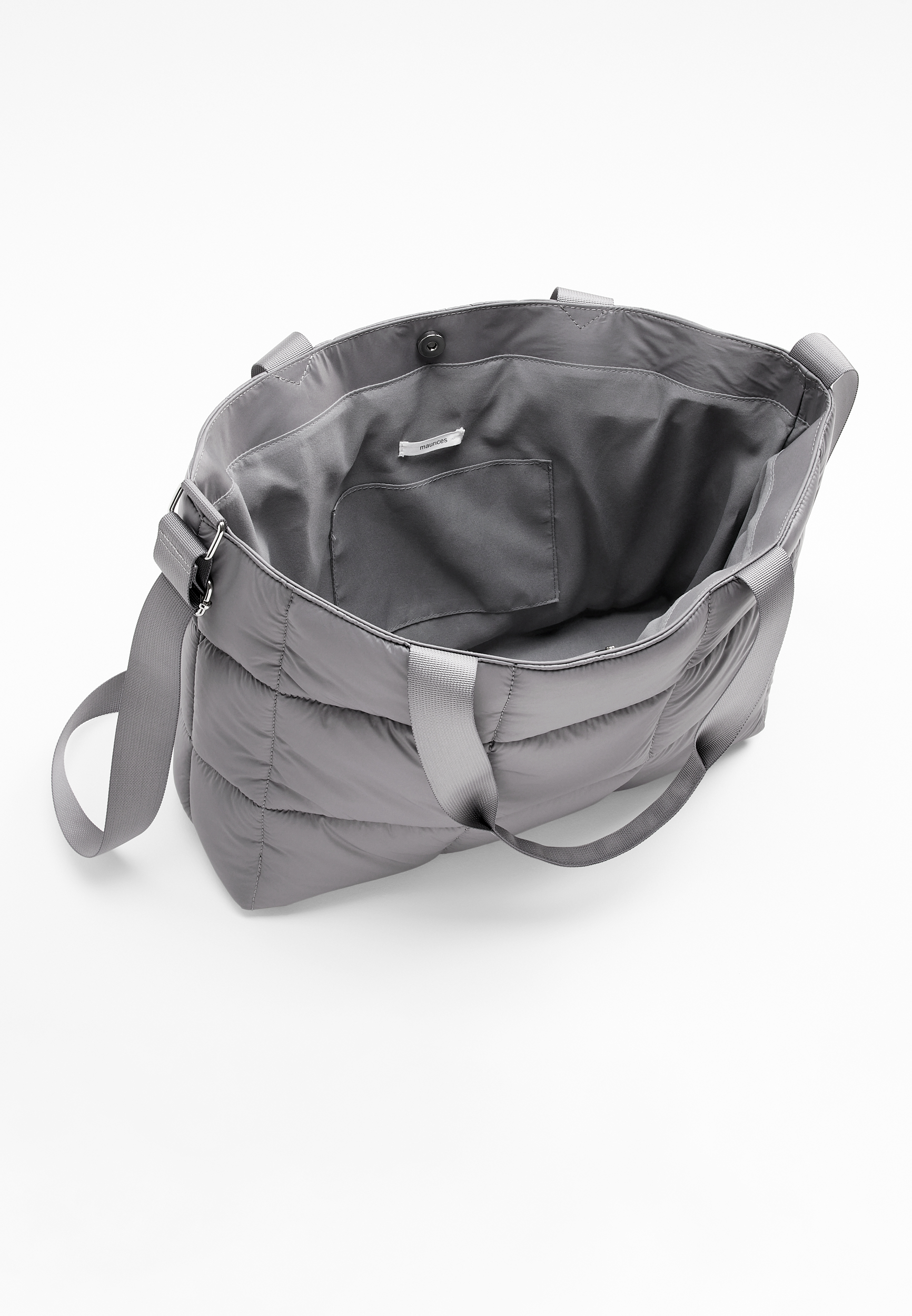 Quilted Tote Bag, Dark Gray, large