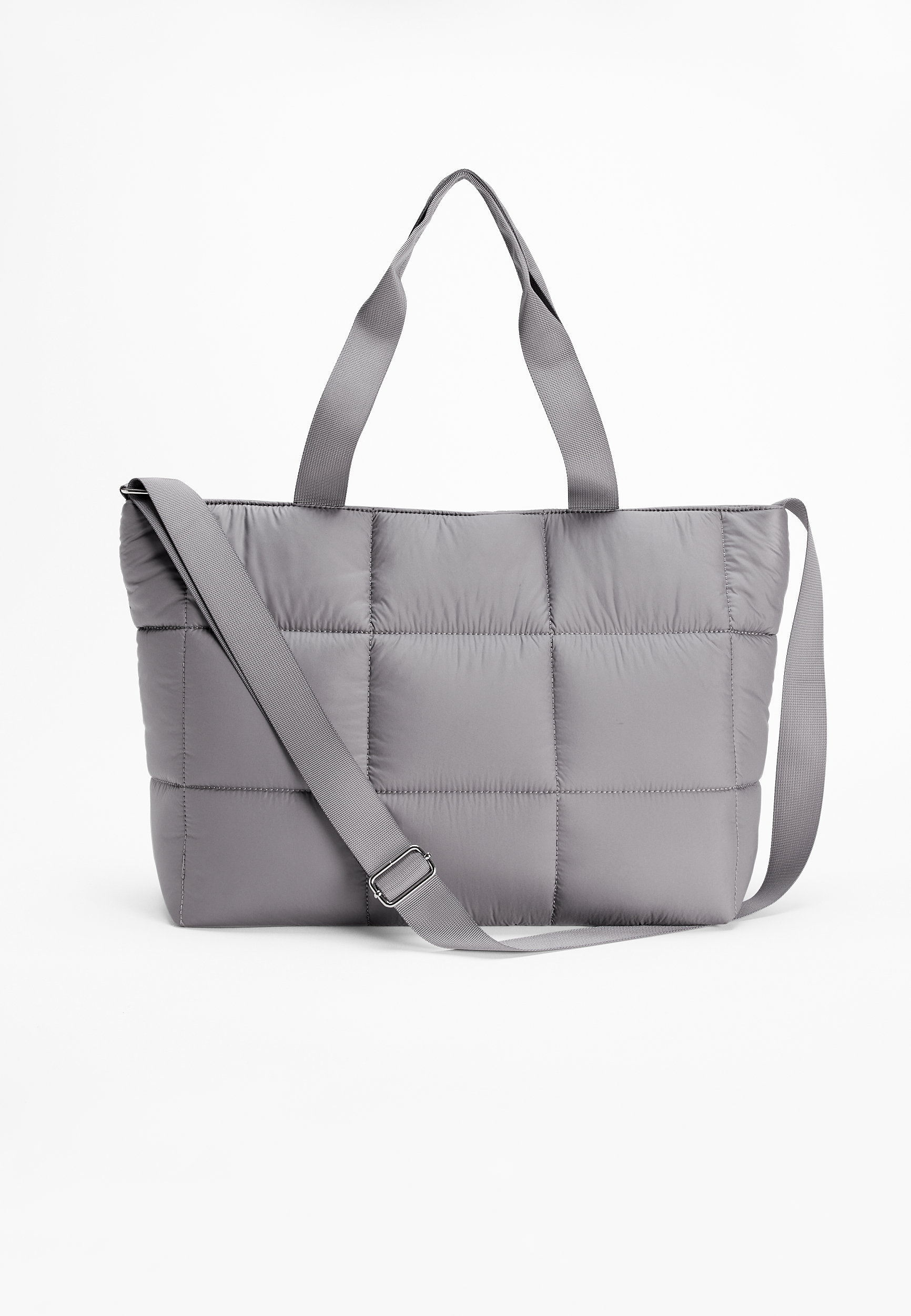 Quilted Tote Bag, Dark Gray, large