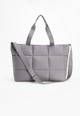 Quilted Tote Bag, Dark Gray, small