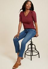 Swiss Dot Puff Sleeve Blouse, C5325, small