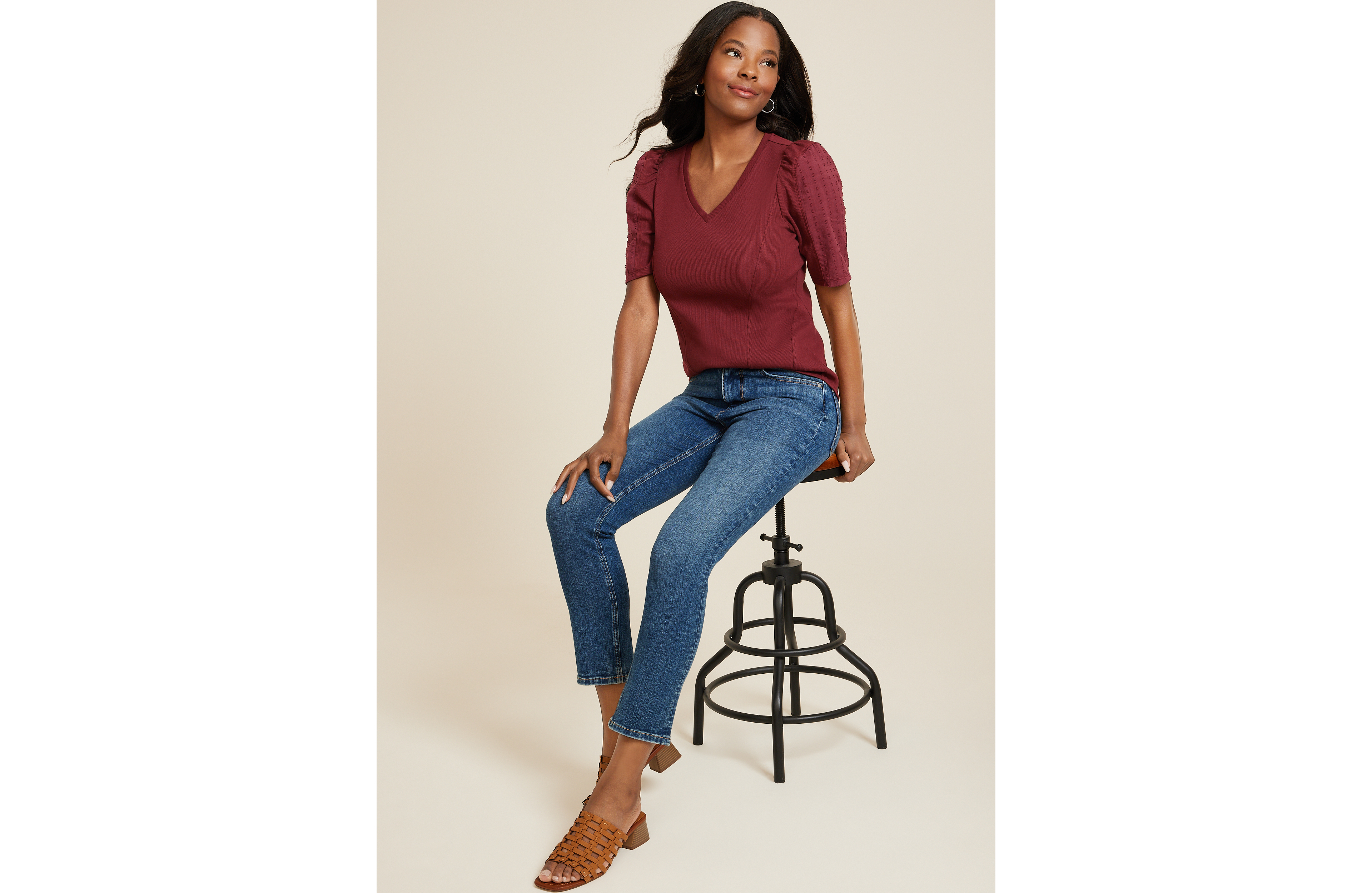 Swiss Dot Puff Sleeve Blouse