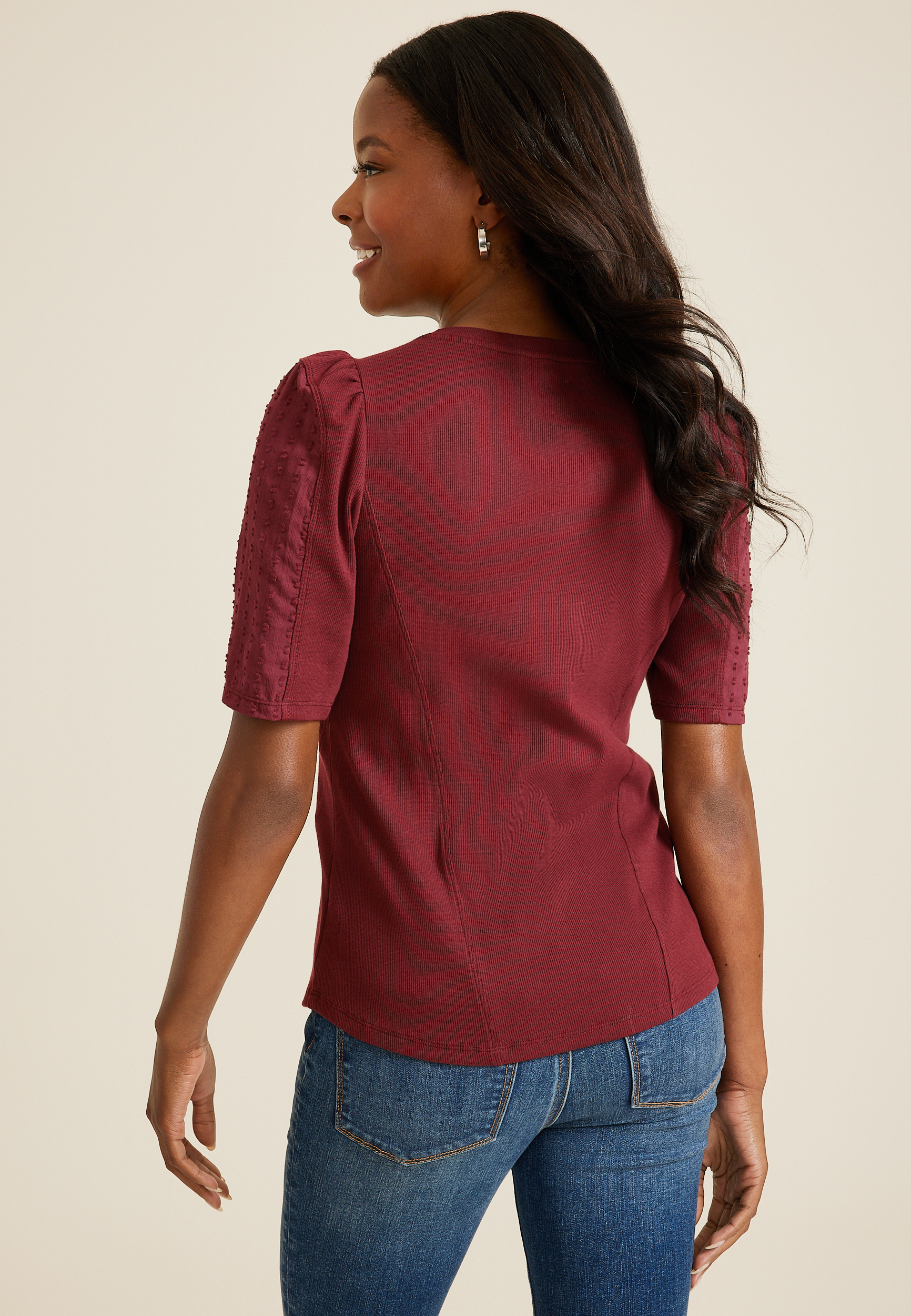 Swiss Dot Puff Sleeve Blouse, C5325, large