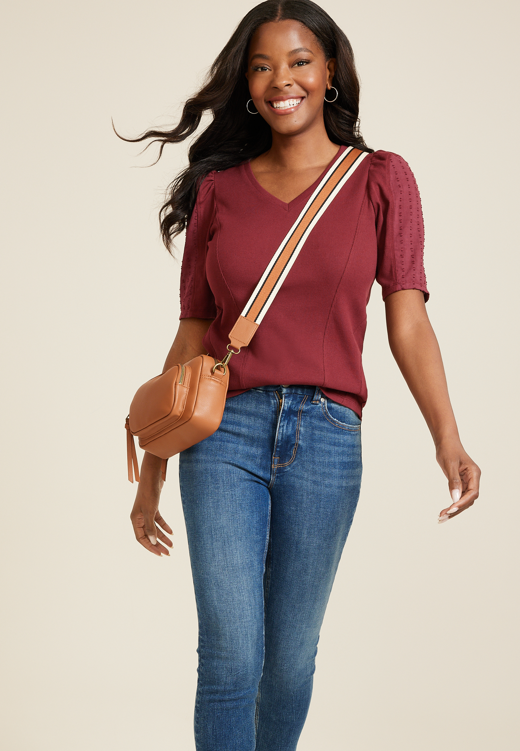 Swiss Dot Puff Sleeve Blouse, C5325, large