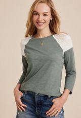 24/7 Cotton Colorblocked Crew Neck Tee, C9517, small