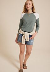 24/7 Cotton Colorblocked Crew Neck Tee, C9517, small