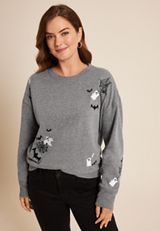 Halloween Embroidered Relaxed Fit Sweatshirt, C125, small