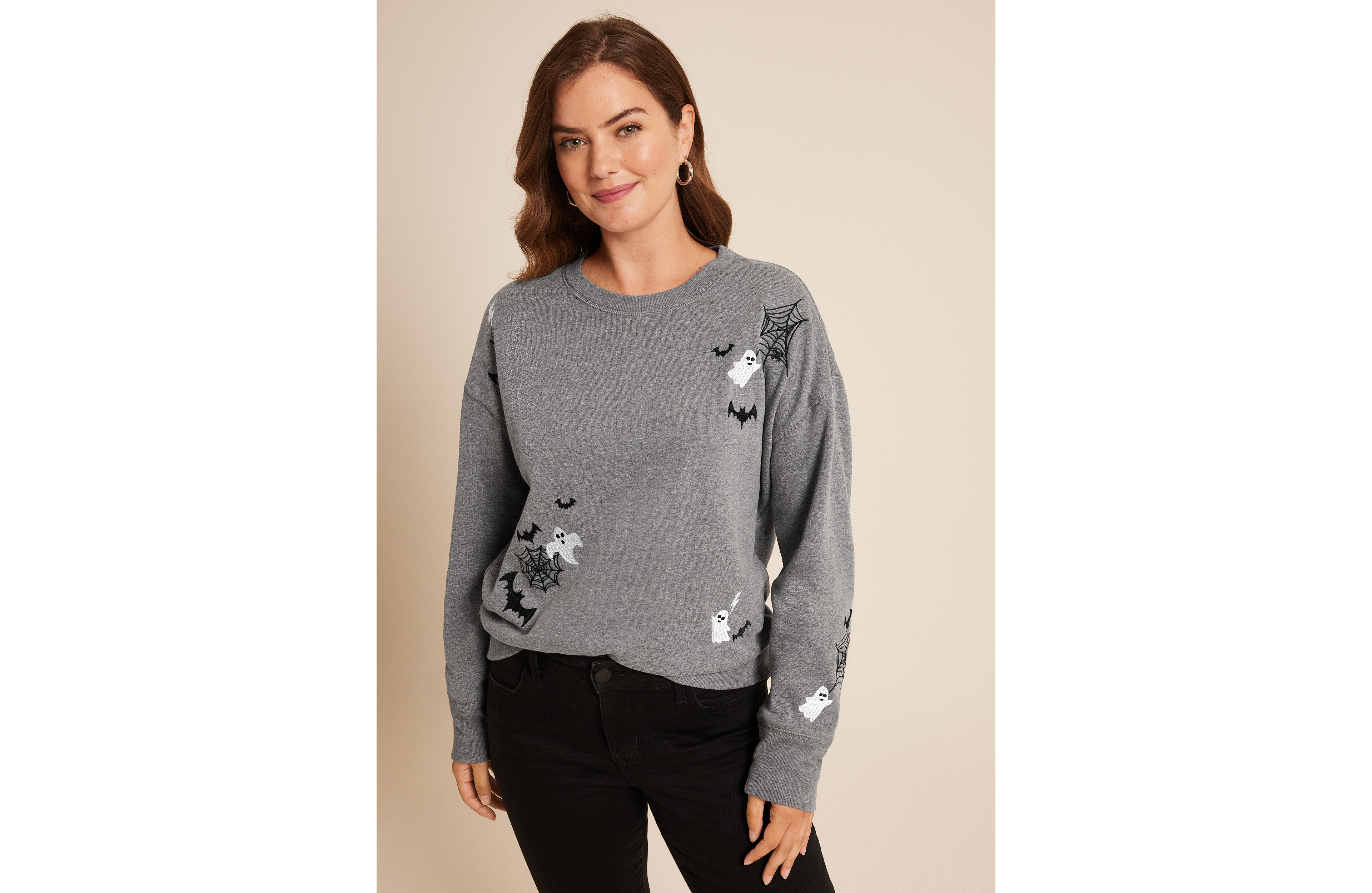 Halloween Embroidered Relaxed Fit Sweatshirt