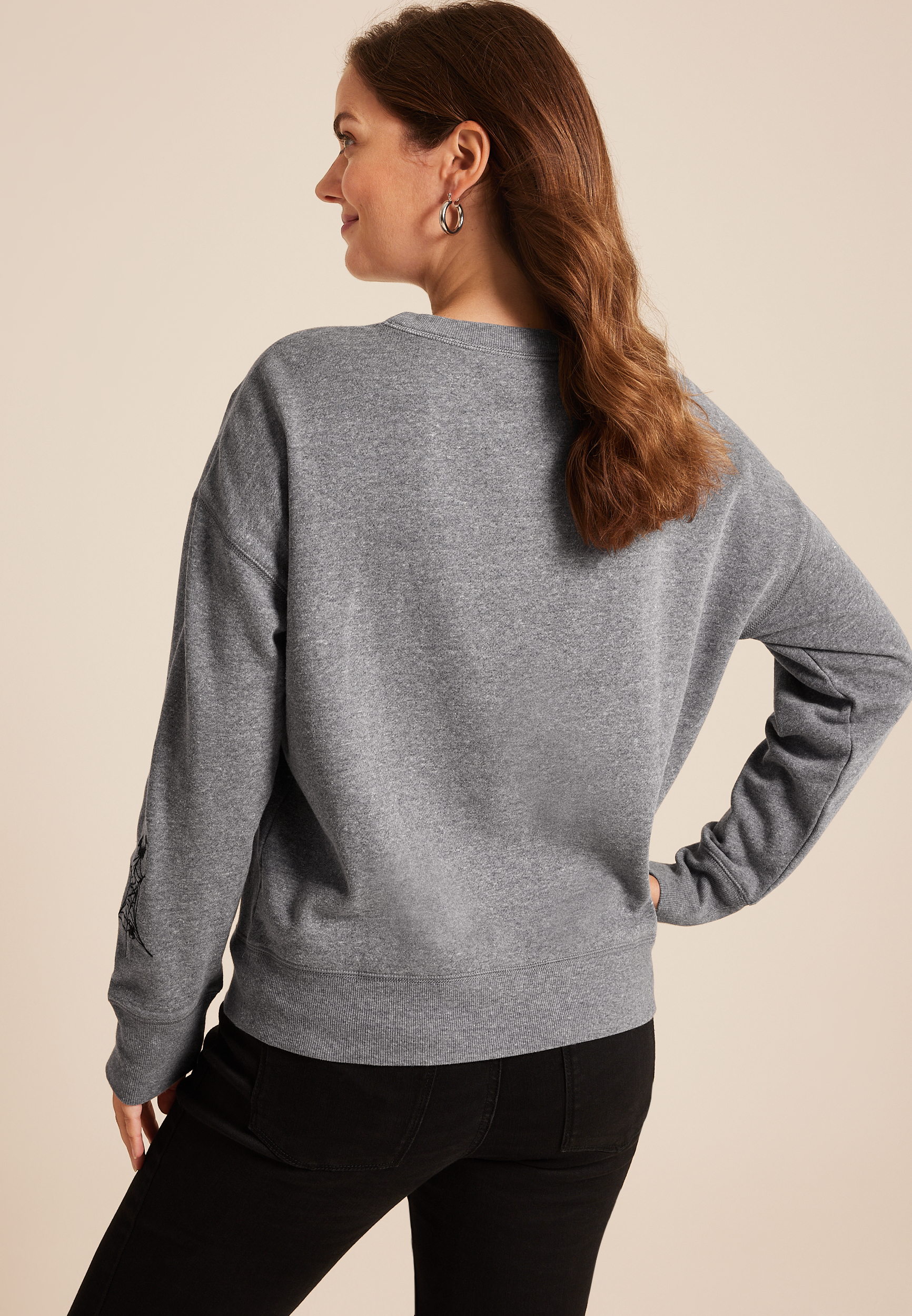 Halloween Embroidered Relaxed Fit Sweatshirt, C125, large