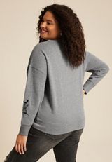 Plus Size Halloween Embroidered Relaxed Fit Sweatshirt, C125, small
