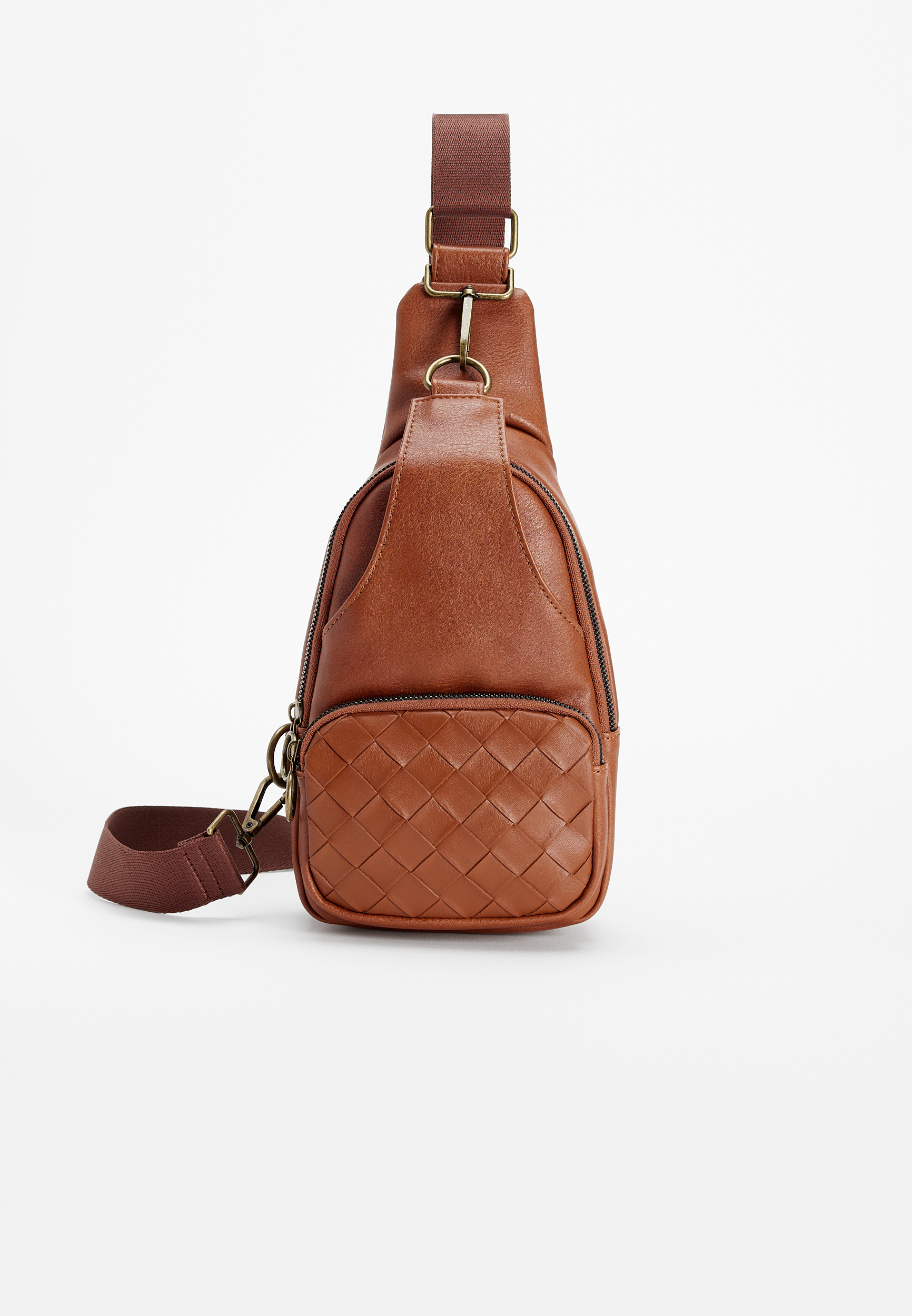Brown Woven Sling Bag, C1144, large