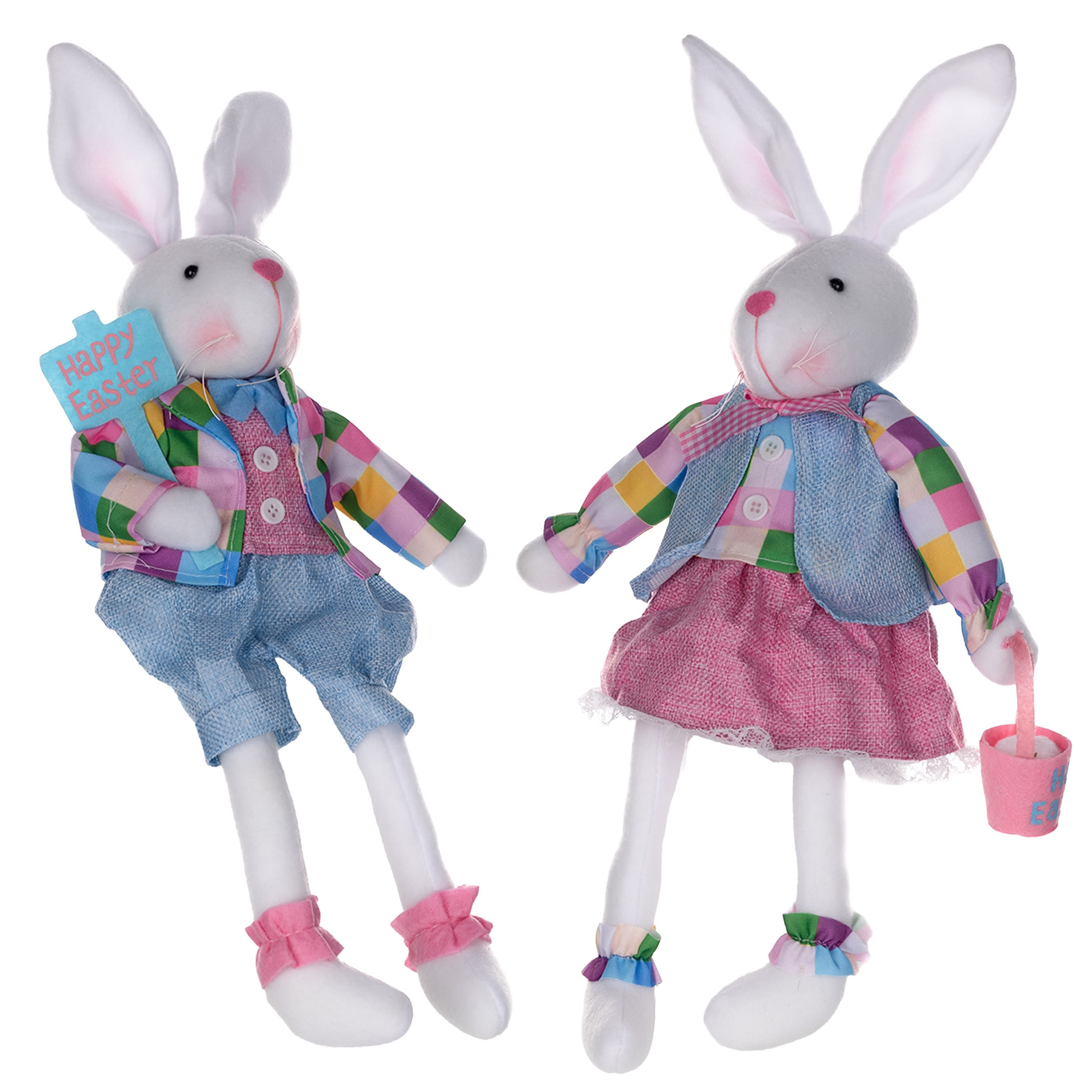 Melrose International Set of 2 Plush Easter Rabbit Shelf Sitters | maurices