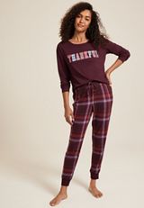 Thankful Cozy Graphic Tee And Jogger Pajama Set, C9736, small