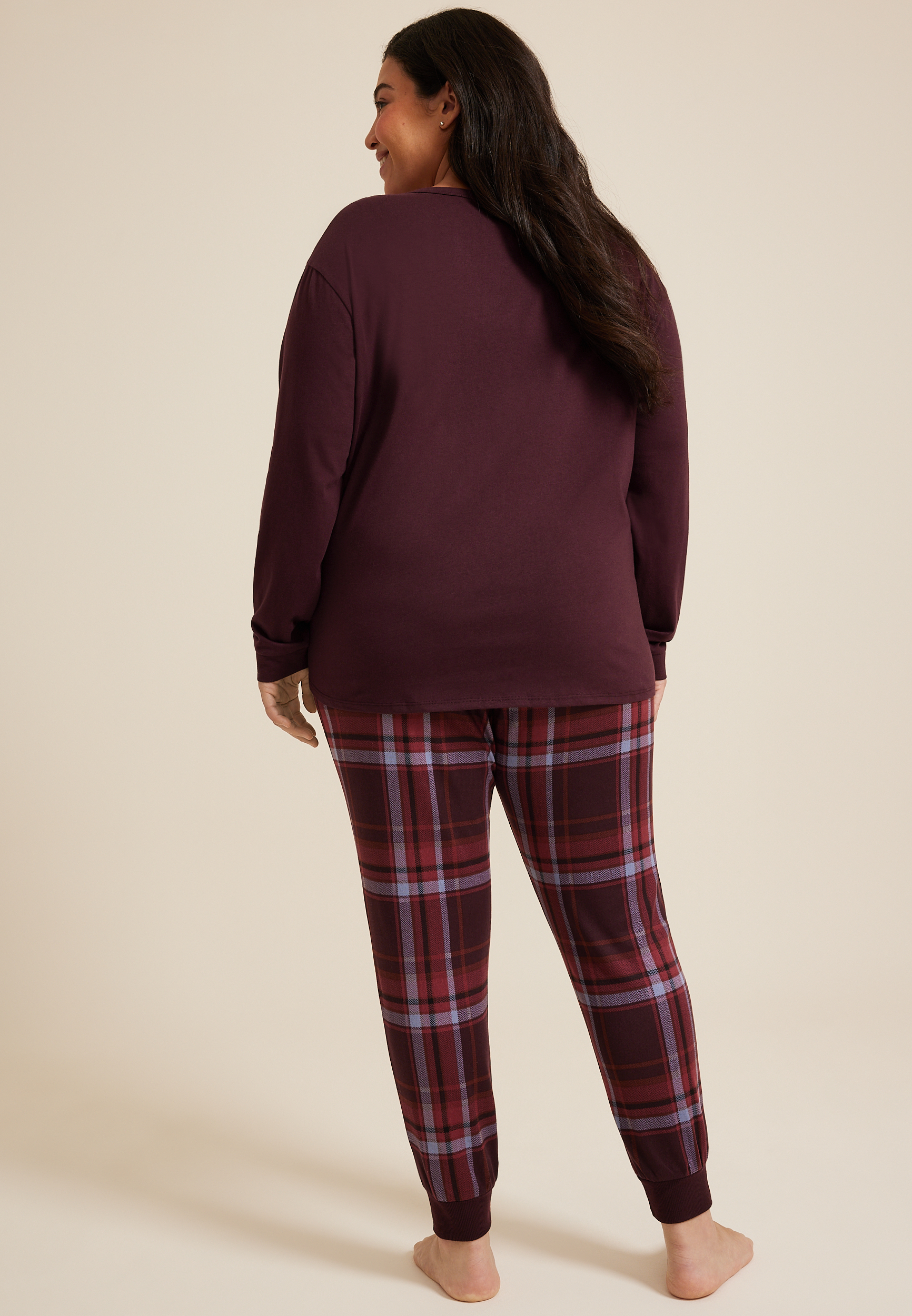Plus Size Thankful Cozy Graphic Tee And Jogger Pajama Set, C9736, large
