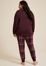 Plus Size Thankful Cozy Graphic Tee And Jogger Pajama Set, C9736, small