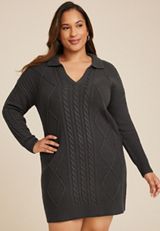 Plus Size Johnny Collar Sweater Dress, C3956, small